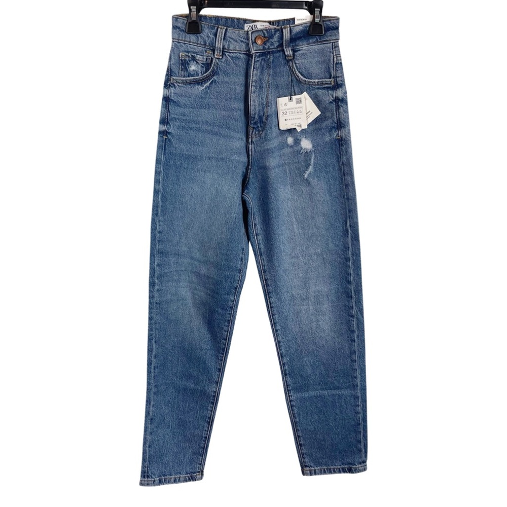 Zara High Rise Mom Slim Fit Jeans Eu 32 (US 0 measures 24) Blue NWT